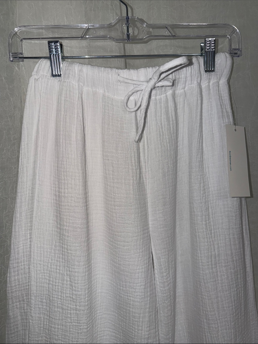 4OD White Cotton Gauze Beach Swim Cover Up Drawstring Pants - Picture 5 of 9